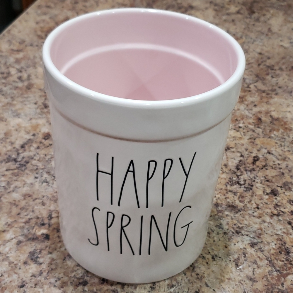 Rae Dunn HAPPY SPRING Jar Flower Pot NEW